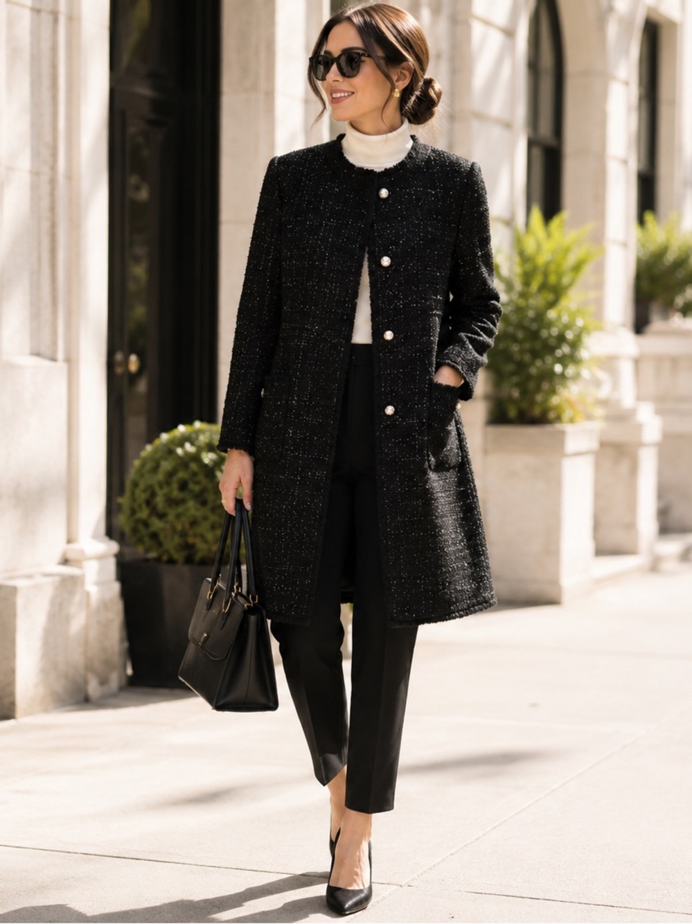 KATE SPADE NY •Rare• Black Sparkle Tweed Coat Dashing Beauty Size 14